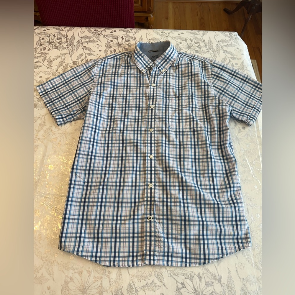 Izod saltwater relaxed classics button down the front plaid men’s shirt size L - Picture 2 of 13